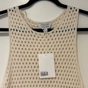& Other Stories Open-Weave Crochet Dress in Cream